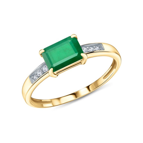 Золотое кольцо с бриллиантами природными и изумрудами природными