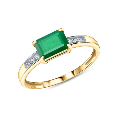 Золотое кольцо с бриллиантами природными и изумрудами природными