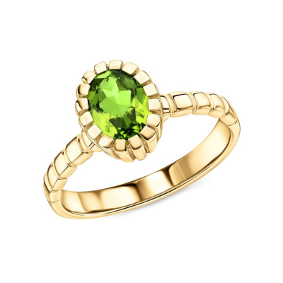 Серебряное кольцо с хризолитами природными