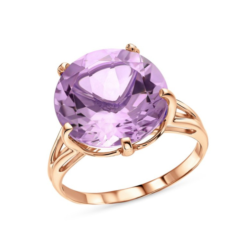 Золотое кольцо с природным  аметистом