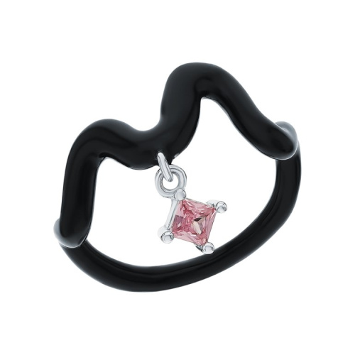 Серебряное кольцо с эмалью и фианитами