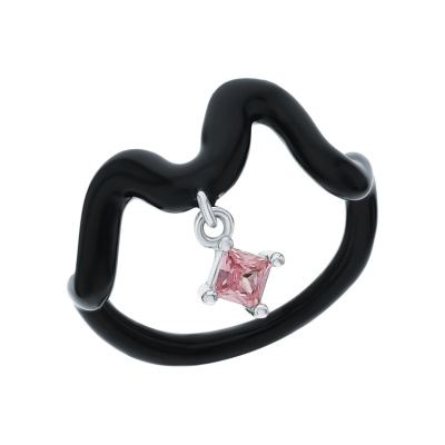 Серебряное кольцо с эмалью и фианитами