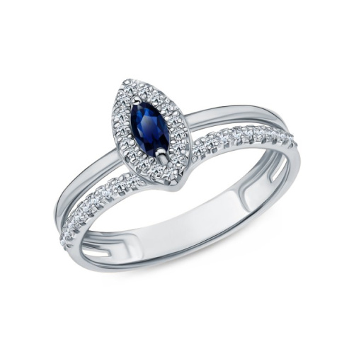 Золотое кольцо с бриллиантами природными и сапфирами природными