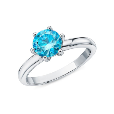 Серебряное кольцо с муассанитом параиба