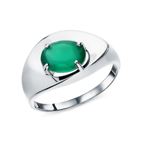 Серебряное кольцо с хризопразом природным