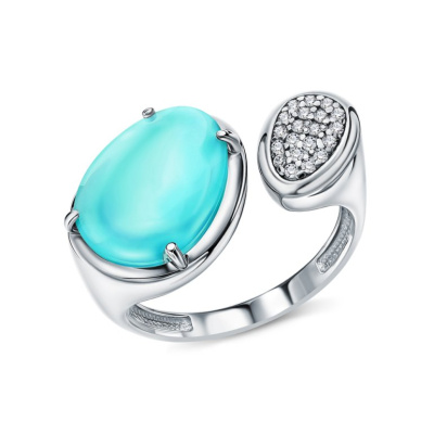 Серебряное кольцо с фианитами и ювелирными кристаллами