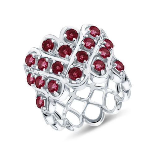 Серебряное кольцо с рубинами природными