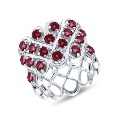 Серебряное кольцо с рубинами природными