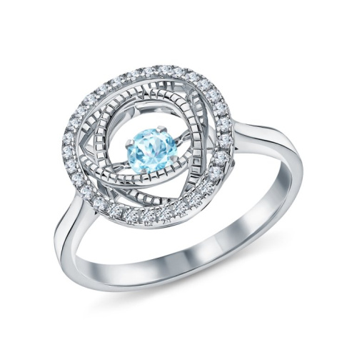 Серебряное кольцо с топазом и фианитами