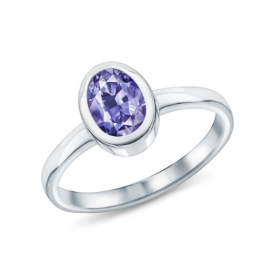 Серебряное кольцо с танзанитами природными