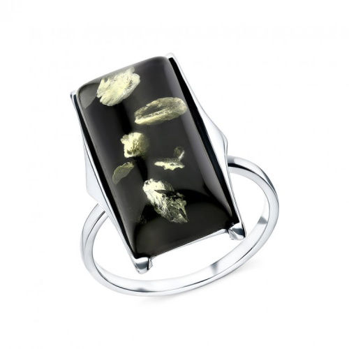 Серебряное кольцо с янтарями природными