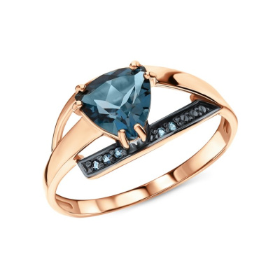 Золотое кольцо с фианитами и топазами природными