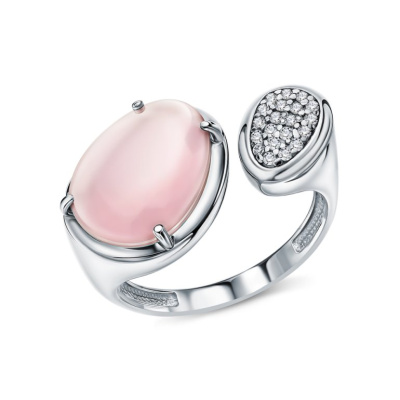 Серебряное кольцо с фианитами и ювелирными кристаллами