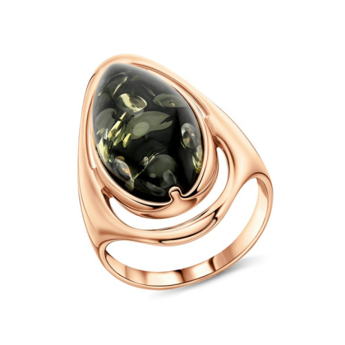 Серебряное кольцо с янтарем природным