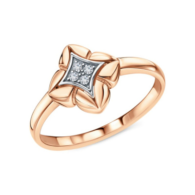 Золотое кольцо с бриллиантами природными