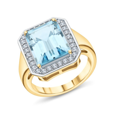 Серебряное кольцо с фианитами и топазами природными