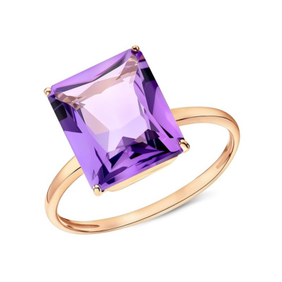 Золотое кольцо с природным  аметистом