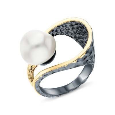 Серебряное кольцо с жемчугом природным