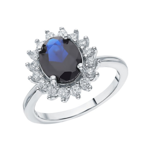 Серебряное кольцо с фианитами и алпанитом