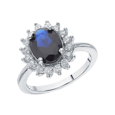 Серебряное кольцо с фианитами и алпанитом