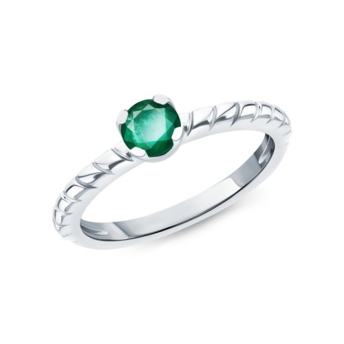 Серебряное кольцо с изумрудами природными