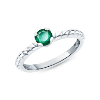 Серебряное кольцо с изумрудами природными