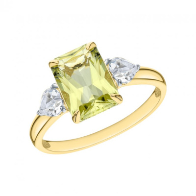 Золотое кольцо с кварцем лимонным природным