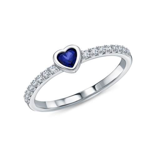 Серебряное кольцо с фианитами и сапфирами выращенными