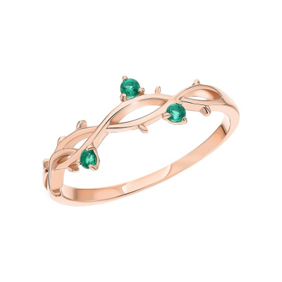 Золотое кольцо с изумрудами выращенными