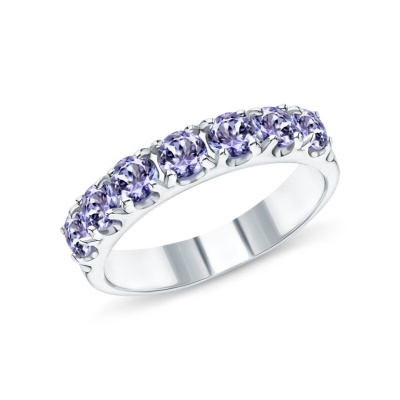 Серебряное кольцо с танзанитами природными