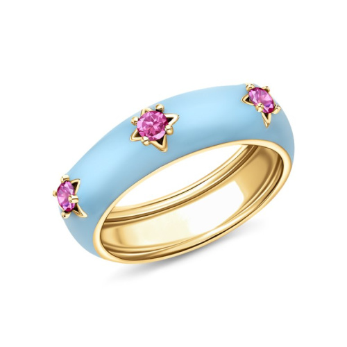 Серебряное кольцо с эмалью и фианитами