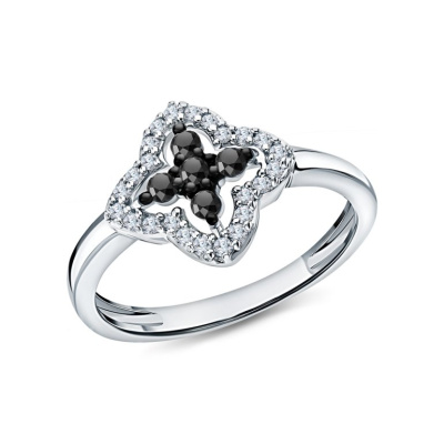 Серебряное кольцо с фианитами и шпинелями природными