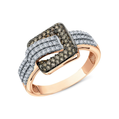 Золотое кольцо с бриллиантами коньячными природными