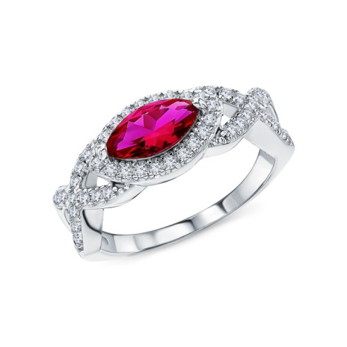 Серебряное кольцо с фианитами и корундом