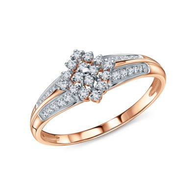 Золотое кольцо с бриллиантами природными