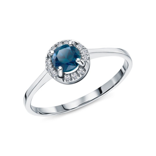 Золотое кольцо с бриллиантами природными и топазами природными