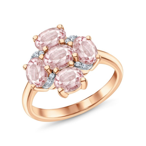 Серебряное кольцо с фианитами и морганитами природными