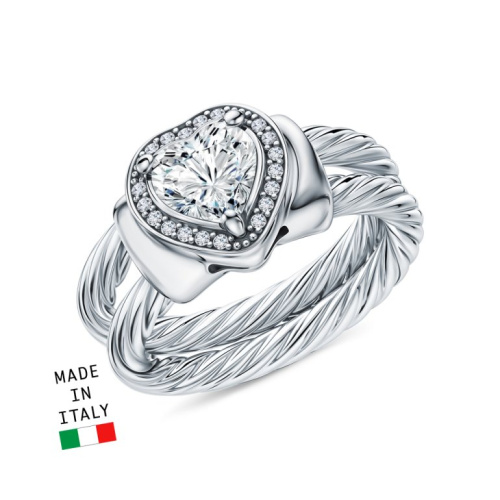 Серебряное кольцо с фианитами и алпанитом