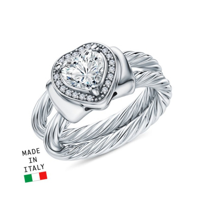 Серебряное кольцо с фианитами и алпанитом