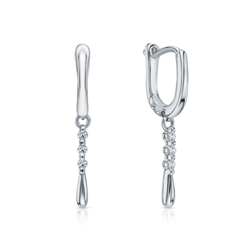 Серебряные серьги с бриллиантами выращенными