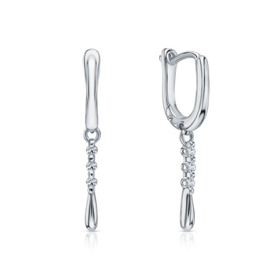 Серебряные серьги с бриллиантами выращенными