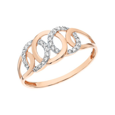 Золотое кольцо с фианитами