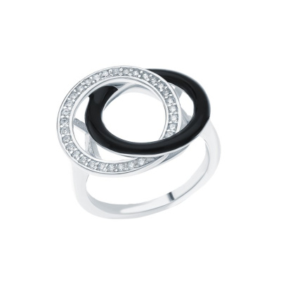 Серебряное кольцо с эмалью и фианитами