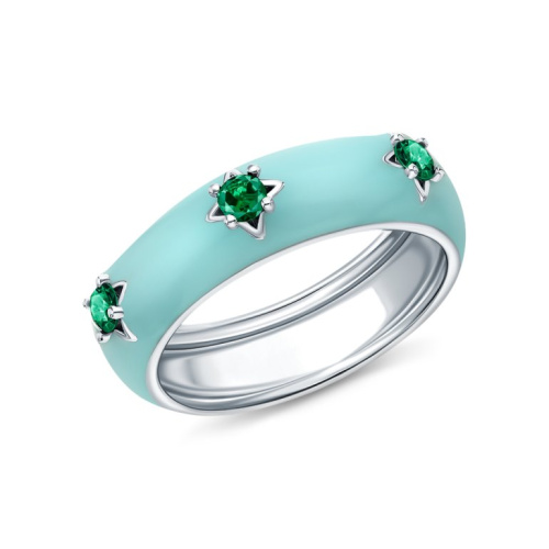 Серебряное кольцо с эмалью и фианитами