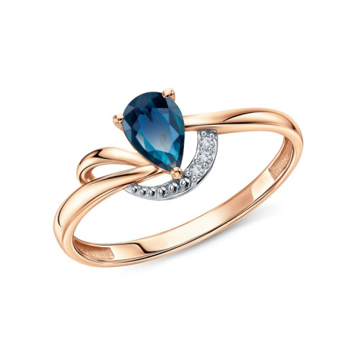 Золотое кольцо с топазом и бриллиантами