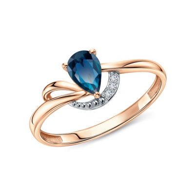 Золотое кольцо с топазом и бриллиантами