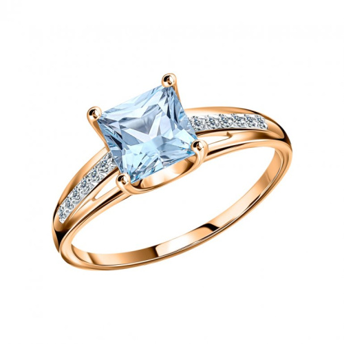 Золотое кольцо с топазом и бриллиантами