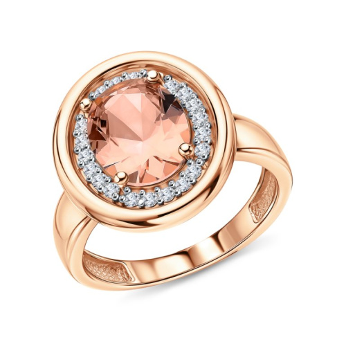 Серебряное кольцо с фианитами и морганитом синтетическим