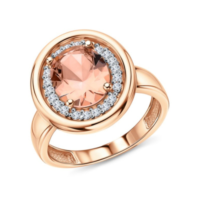 Серебряное кольцо с фианитами и морганитом синтетическим