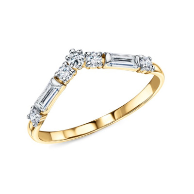 Золотое кольцо с бриллиантами выращенными